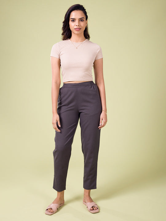 Cotton Pants for Women's | Solid Cherry Comfort Fit Cotton Pants - Go Colors